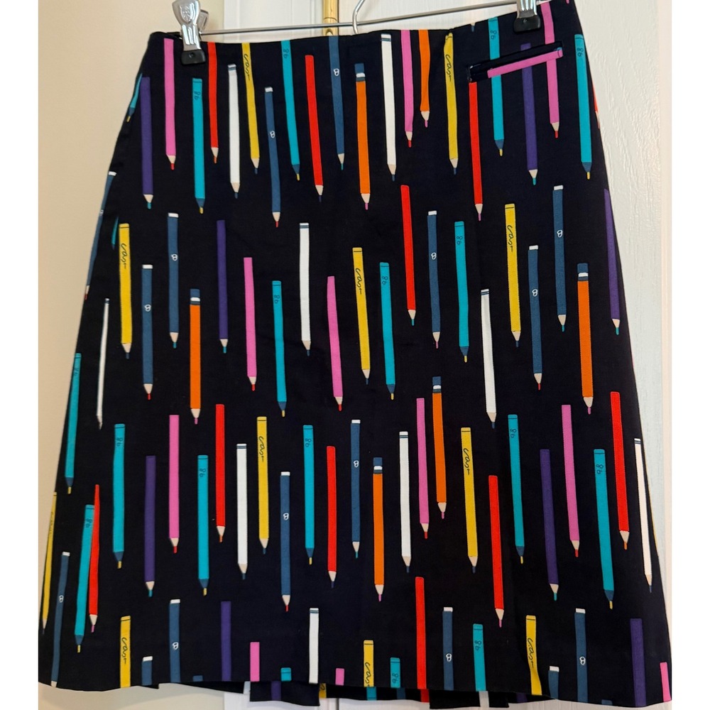 Anthropologie Elevenses Archival Collection Pencil Print Skirt Navy Size 2